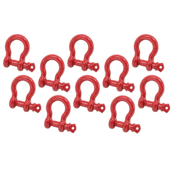 5/8" Anchor Shackle Forged Carbon Steel w/ Alloy Screw Pin Load Limit # 3.25 Tons (6,500 lbs) | Double Rust Protection Heavy Duty D Ring Shackle for Towing, Rigging & Vehicle Recovery (10 Pack)