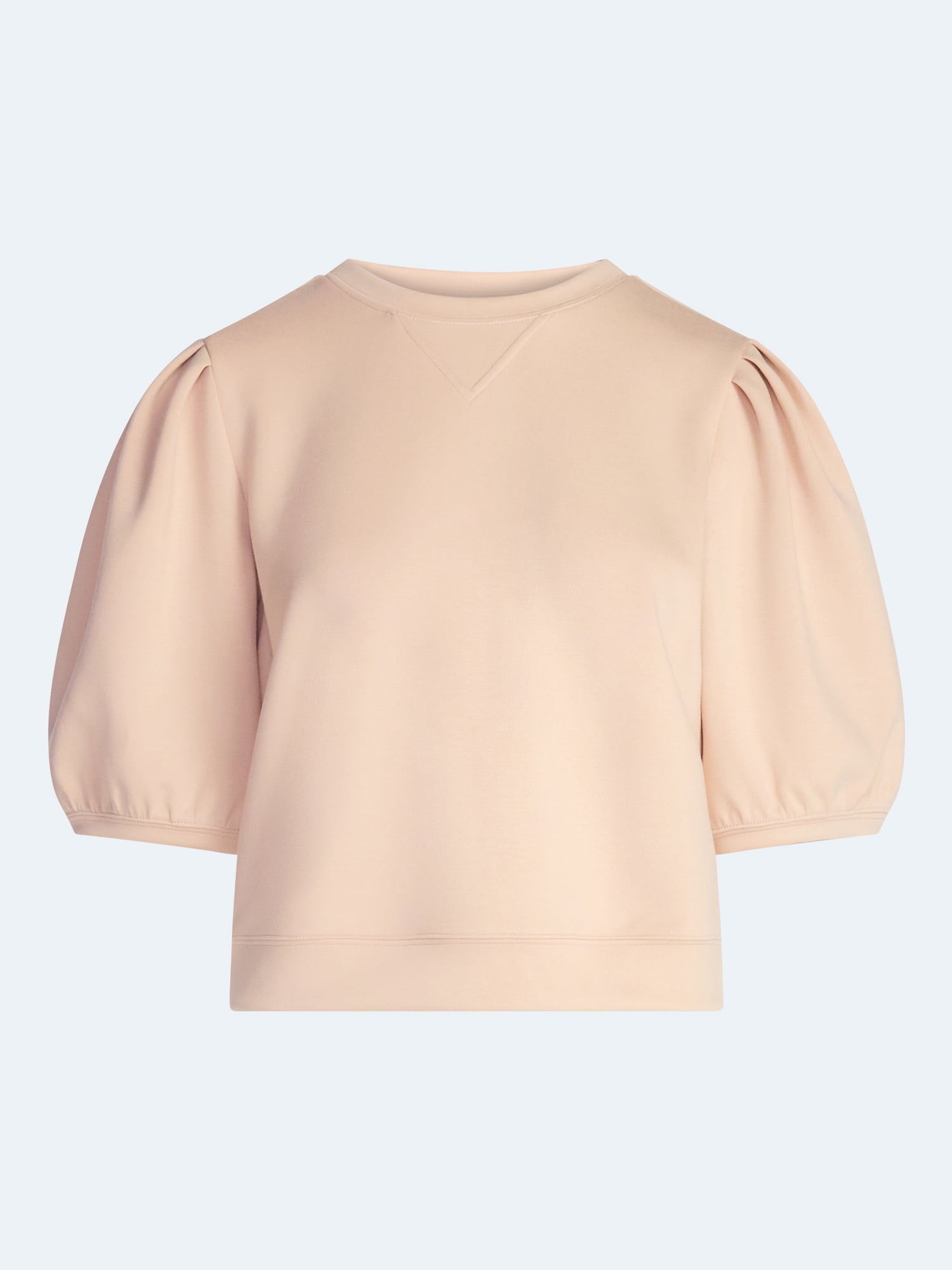 Scoop Women's and Women's Plus Scubaknit Pleated Sleeve Top, Sizes XS-4X