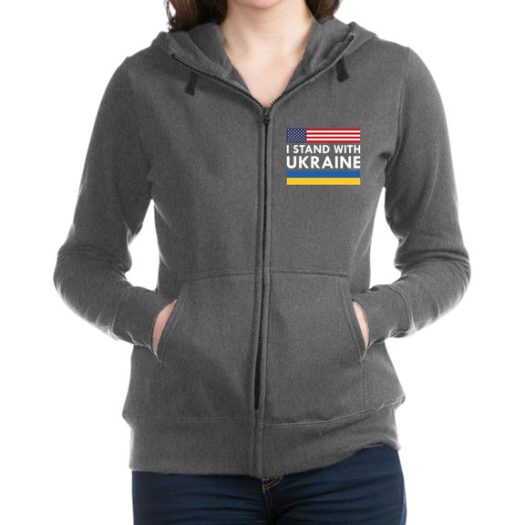 CafePress - I Stand With Ukraine Women's Zip Up Hoodie - Women's Zip Hoodie