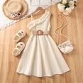 thumbnail image 7 of ITSAME Dress for Girls, Waist-Cinching Sleeveless Ruffled One Shoulder Kids Pageant Party Formal Dress Beige 11-12T, 7 of 7