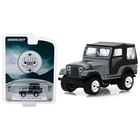 new 1:64 greenlight anniversary series 6 collection - 1979 jeep cj-5 gray with black top 