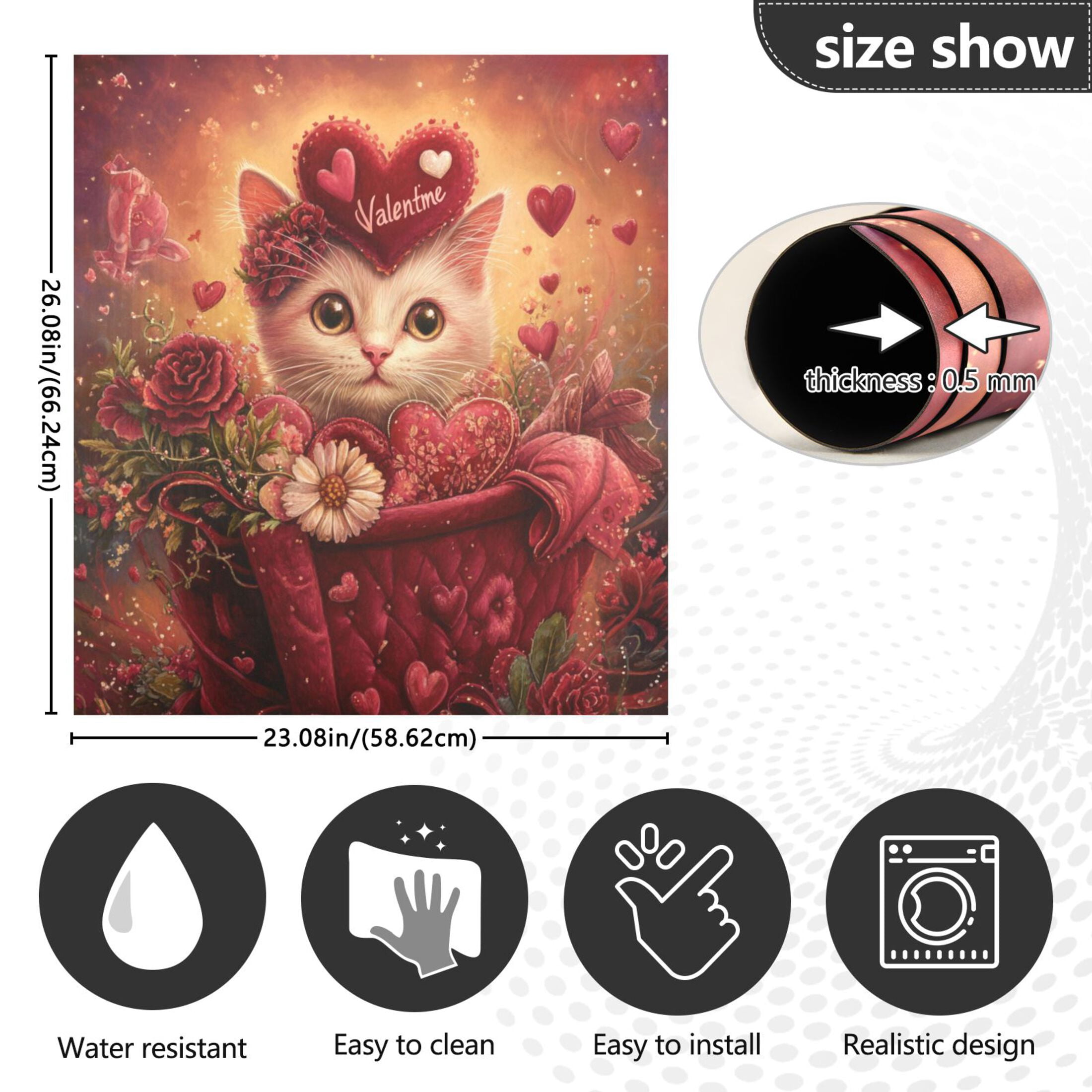 WOBOGO Pink Basket Cat Magnetic Dishwasher Sticker Personalized DIY Beautiful and Practical Home Kitchen Decorations 23×16in