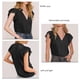 thumbnail image 5 of Slatcetga Tops con Cuello en V para Mujer Tops Informales de satén de Color Puro con Volantes de Encaje para Fiestas, Compras, Viajes al Aire Libre, Negro XL, 5 of 6