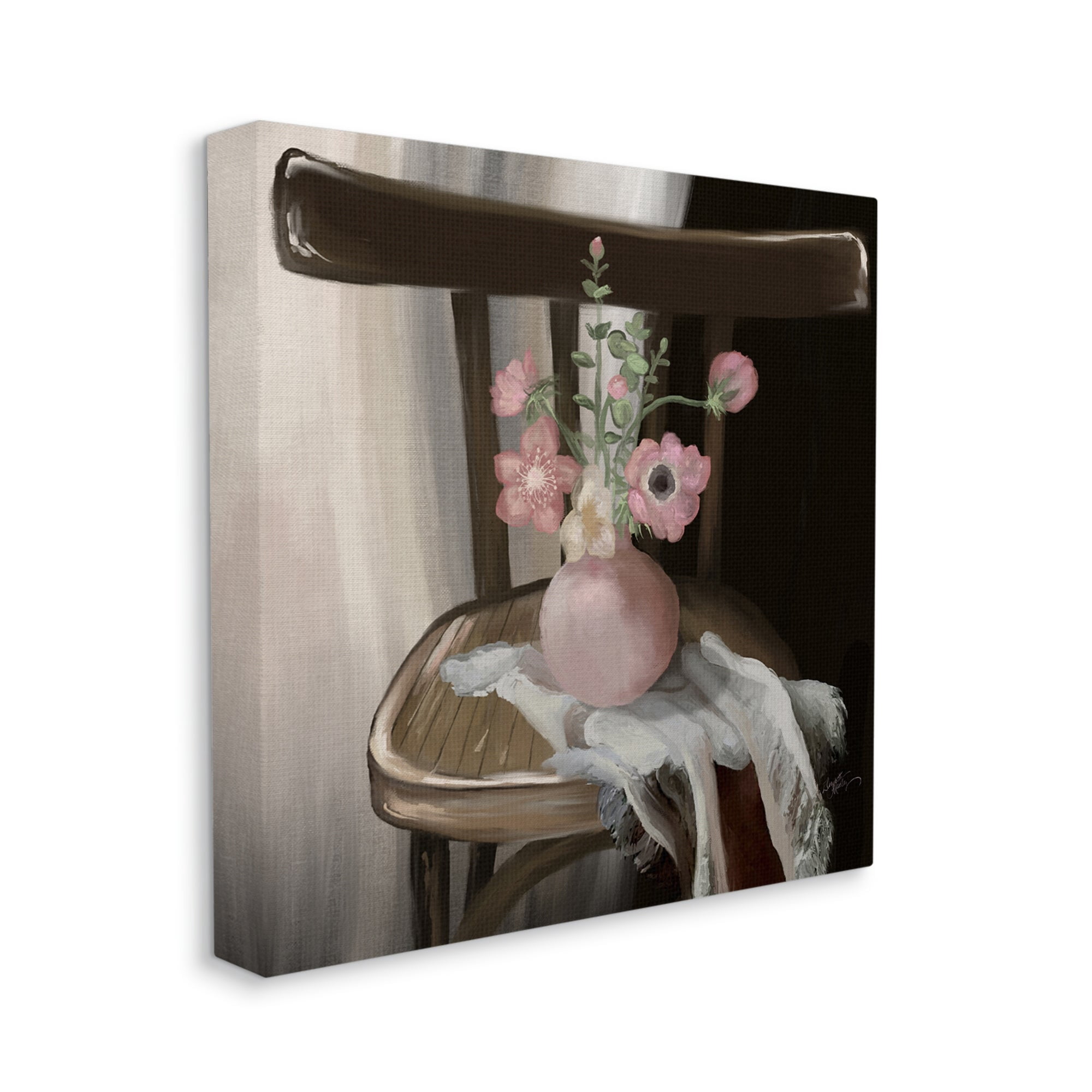 Stupell Industries Serene Pink Flower Vase Arrangement Still Life Painting Gallery Wrapped Canvas Print Wall Art, Design by Elizabeth Medley