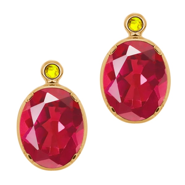 4.62 Ct Last Dance Pink Mystic Quartz Yellow Sapphire 14K Yellow Gold Earrings by