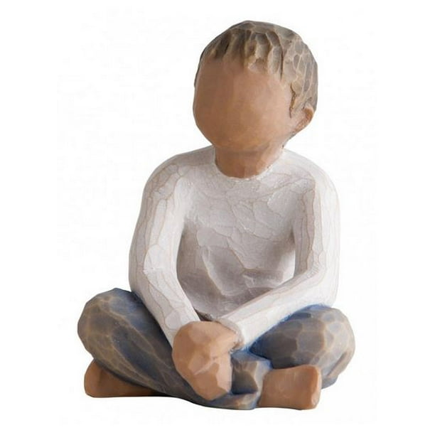 Willow Tree Imaginative Child Sitting Figurine 27349 Darker Skin and Hair Color