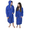 Mens 100 Terry Cotton Toweling Bathrobe Dressing Robe Hooded Blue