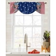 thumbnail image 5 of Tie Up Valance Curtain for Kitchen, Independence Day Daisy Stripes and Stars Rod Pocket Short Curtains Adjustable Tie-Up Shade Valances, Red Blue Window Treatment for Bathroom Living Room Bedroom, 5 of 7