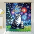 thumbnail image 3 of Happy New Year American Shorthair Family Cheer Winter Midnight Firework Shower Curtain Cat Lover Kitten Owner Gifts Waterproof Bathroom Bathtub Curtain - 02025, 3 of 5