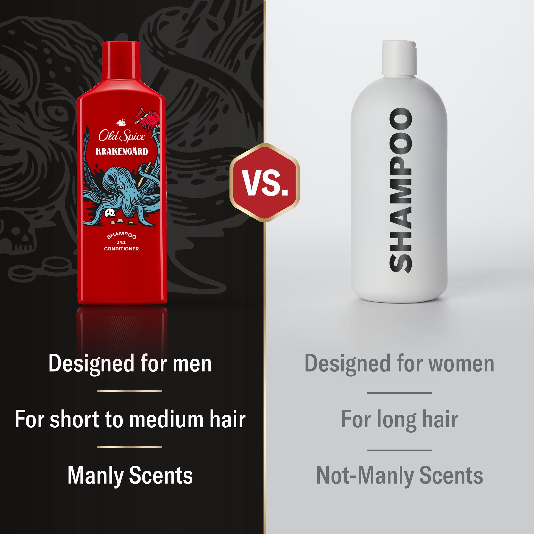 (6 pack) Old Spice Krakengard 2in1 Mens Shampoo and Conditioner, Healthier, Fuller, More Moisturized Looking Hair, 13.5 fl oz
