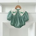 thumbnail image 1 of Body coreano bordado con lazo para bebé, vestido bonito de primavera con cuello de mariposa y manga larga para niña, ropa para niños, vestido para hermanas, 1 of 6