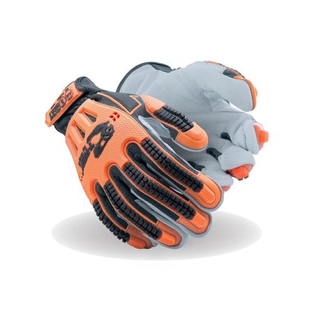 MAGID T-REX Windstorm ANSI A4 TRX744 Impact Glove, 1 Pair, 10/X-Large, Hi-Vis Safety Orange & Grey