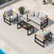 thumbnail image 1 of Conjunto de sofá modular de exterior de 3 piezas - Resistente al agua y duradero - Estructura de aluminio - Cojines incluidos - Incluye mesa de centro - Para patio, terraza y jardín - Color gris, 1 of 6