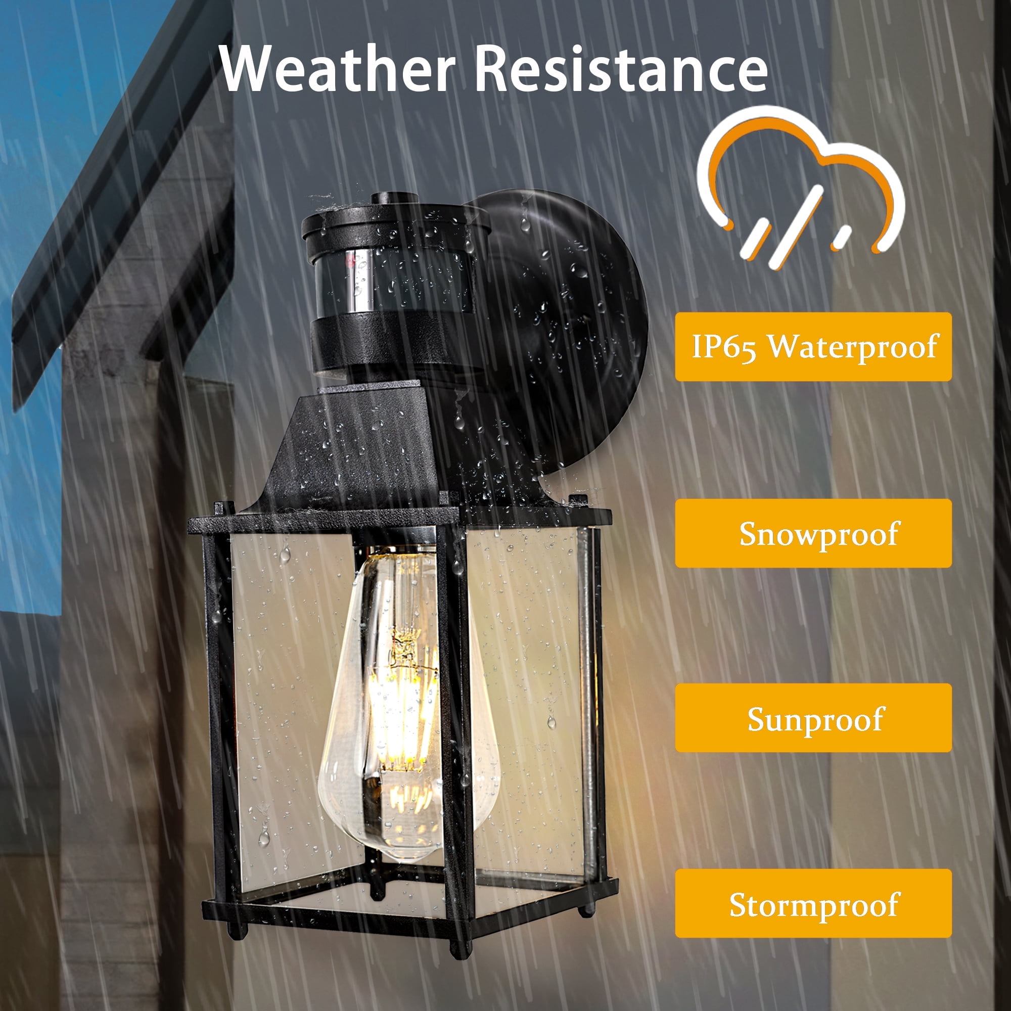 Outdoor Wall Lights Motion Sensor Black Waterproof Outdoor Porch Light For Front Door Garage Entryway Patio