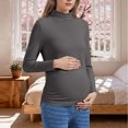 thumbnail image 5 of Aloohaidyvio Womens Maternity Shirts Turtleneck Long Sleeve Pregnancy Tops Casual Side Ruched Maternity Clothes, 5 of 9