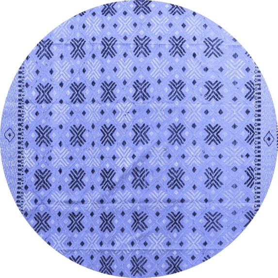 Ahgly Company Indoor Round Abstract Blue Modern Area Rugs, 8' Round