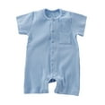 thumbnail image 2 of Hvobtty Toddler Out Climbing Rompers, Toddler Summer Rompers, Children's Solid Color Breathable Jumpsuit Summer Clothes Boys Kids Round Neck Short Sleeve Rompers Light Blue 6-9 Months, 2 of 4