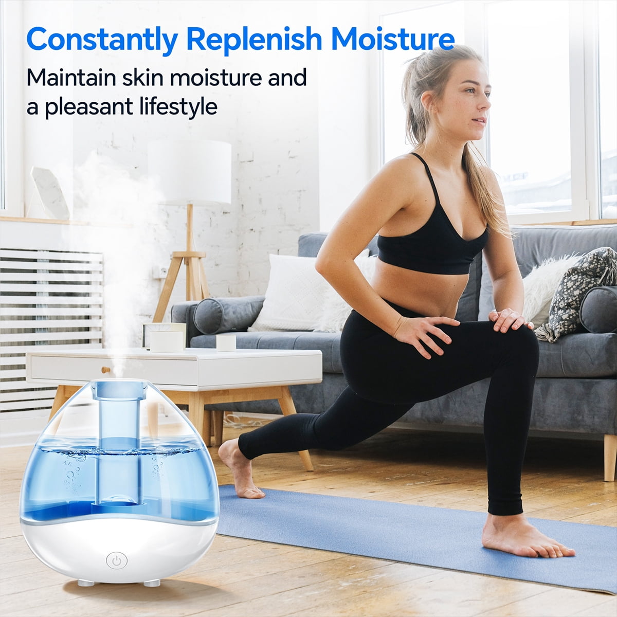RAPOBRIX 1.5L Ultrasonic Cool Mist Humidifier - Filter-Free Quiet for Baby/Room (White)