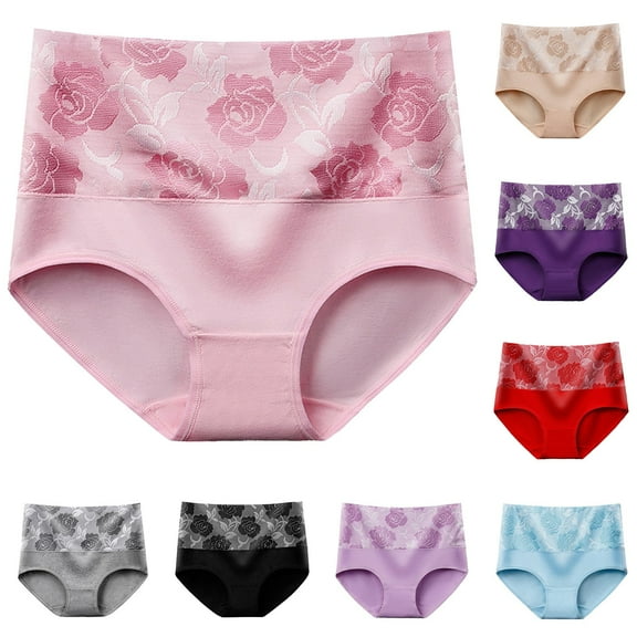 Chroia High Waist Leak Proof Panties - Plus Size, Floral Hipster Briefs, Full Coverage, Breathable