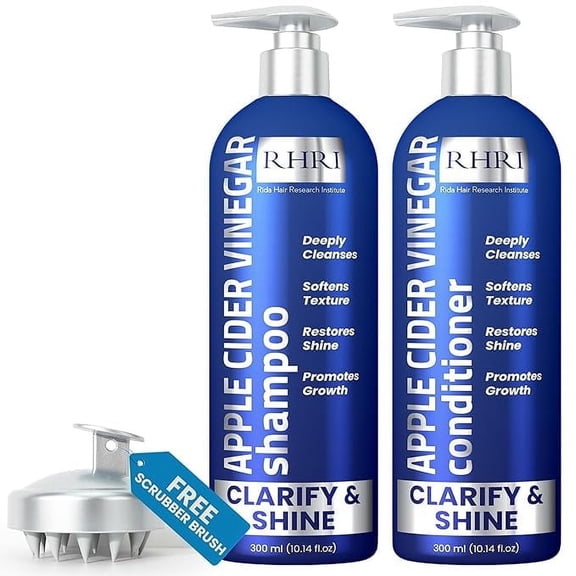 Apple Cider Vinegar Shampoo and Conditioner Set | Deep Cleansing, Frizz Control, Shine Restoration & Scalp Care
