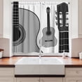 thumbnail image 2 of Ambesonne Guitar Kitchen Curtains, Folk Country Music Theme, 55"x39", Black White, 2 of 3