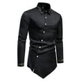 thumbnail image 2 of PBNBP Mens Dress Shirts Asymmetrical Hem Long Sleeve Button Down Shirts Luxury Stretchy Wrinkle Free Shirts Wedding Shirts, 2 of 4