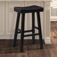 thumbnail image 4 of Traditional Solid Wooden Stool Set of 2pc, Contour Seat Black 29"H, 4 of 5