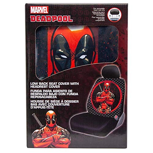 Plasticolor Deadpool Washable Polyester Universal Fit Automotive Seat Cover Black 1 Pk