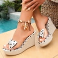thumbnail image 2 of Rokment Women's Bow Polka Dot Denim Wedge Heeled Backless Dress Sandals Fashion Casual Clear Platform Chunky High Heels Slip on Slippers for Bride Wedding Beach Vacation Summer White Size 7.5, 2 of 6