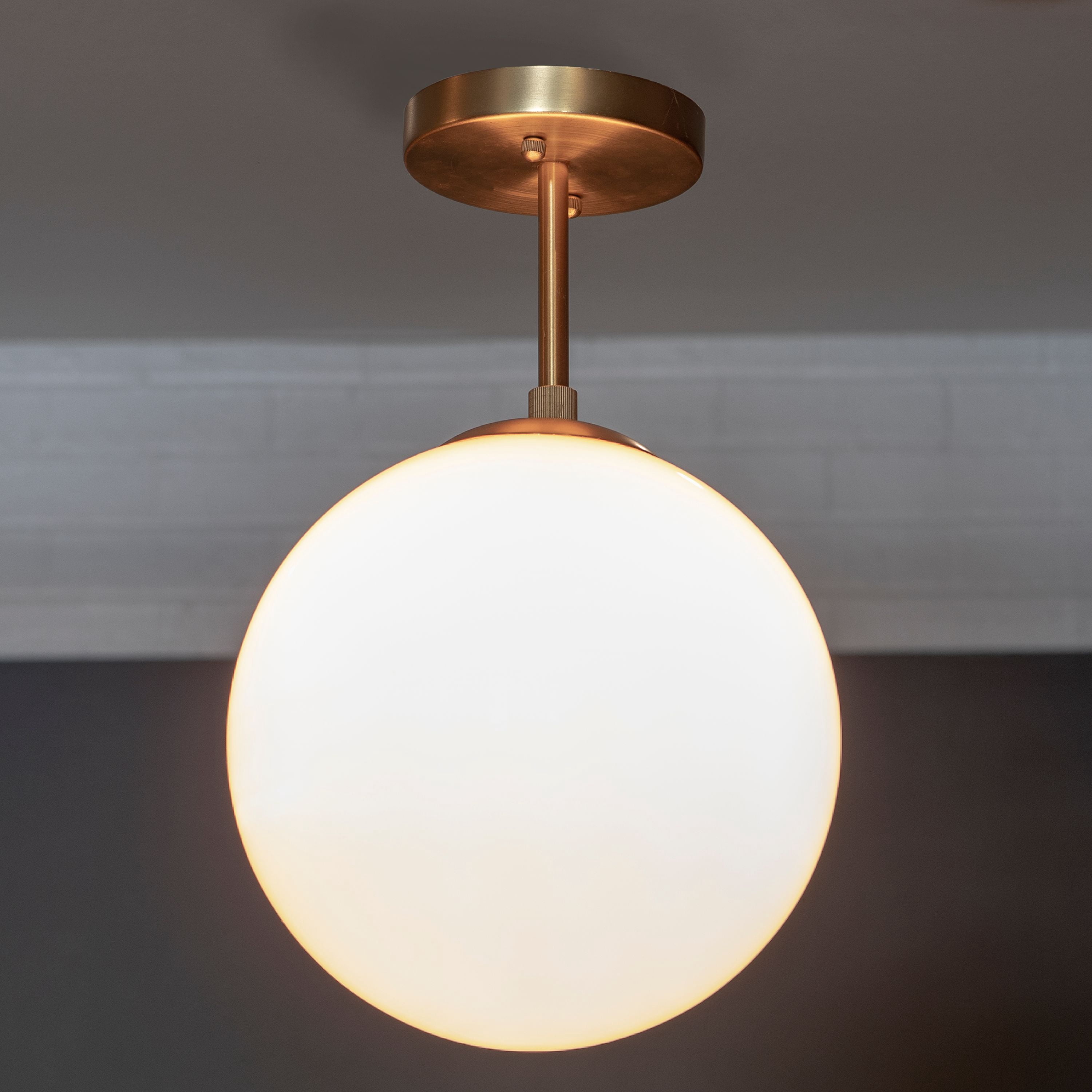 Decor Therapy Michael Milk Glass 1-Light Semi Flush Mount Ceiling Light