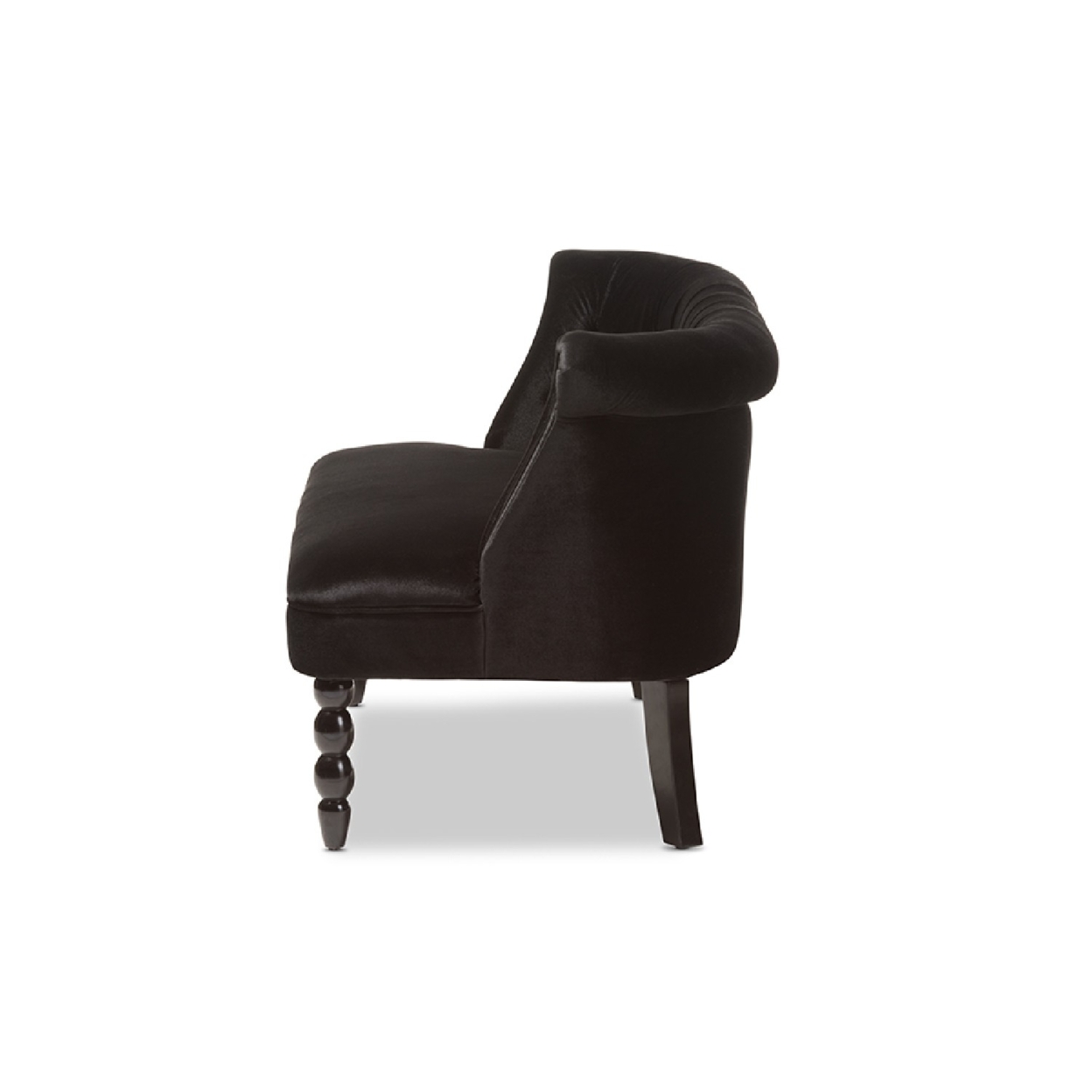 Baxton Studio Flax Victorian Style Contemporary Black Velvet Fabric Upholstered 2-seater Loveseat