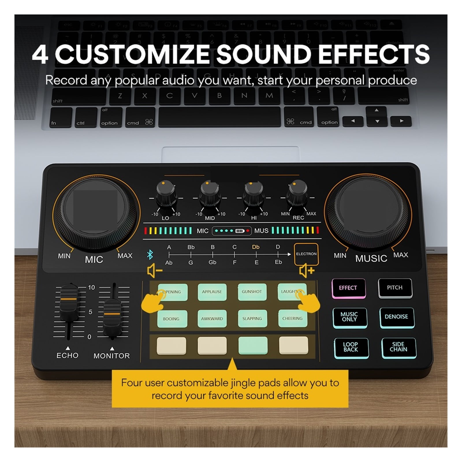 Interface Kit Sound Card With Microphone 3.5mm Condenser Mic For Computer Mobile Phone Recording Streaming