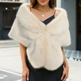 thumbnail image 2 of Womens Faux Fur Bridal Fax Fur Stole Cape Shawl Winter Warm Shoulder Wrap for Wedding Birthday Evening Party Beige Free, 2 of 3