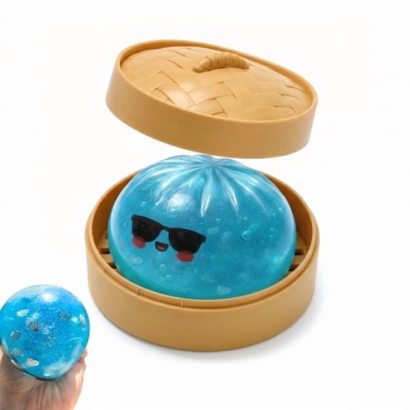 Jumbo Glitter Dumpling Squishy Toys, Silicone Squeeze Sensory Fidget Toys, Glitter Dumpling with Box Stress Relief Novelty Gag Gift