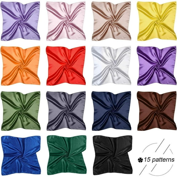 15 Pack 19 in Solid Color Small Handkerchief Headscarf Accessory Small Scarves Fashion Accessories