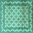 thumbnail image 1 of Ahgly Company Machine Washable Indoor Square Persian Turquoise Blue Traditional Area Rugs, 4' Square, 1 of 4