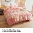 thumbnail image 6 of LIFEREVO 3 Pieces Luxury Shaggy Faux Fur Duvet Cover Set Soft Fluffy Fuzzy Comforter Cover Set Marble Print Furry Bedding,1 Long Plush Duvet Cover+2 Pillow Covers,Zipper Closure,Rainbow Pink,Queen, 6 of 7