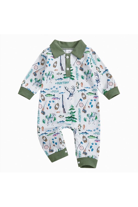 Newborn Baby Boy Duck Romper Long Sleeve One Piece Jumpsuit Overalls Baby Clothes (12-18 Months,Green)