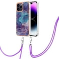 thumbnail image 2 of TECH CIRCLE For iPhone 12 Pro /iPhone 12 Case,Stylish Marble Pattern Soft Slim Thin TPU Girls Boys Women Men Case Shockproof Protective Phone Case with Strap for Apple iPhone 12 Pro/iPhone 12,Purple, 2 of 7