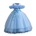 thumbnail image 1 of Ashirexll Robe de Performance Sans Manches pour Filles Jupe Tutu en Maille Col Rond Robe Trapèze Formelle pour Hôte Fête Tenue de Danse Âge 3-14 Ans Bleu Ciel 13 Ans, 1 of 3