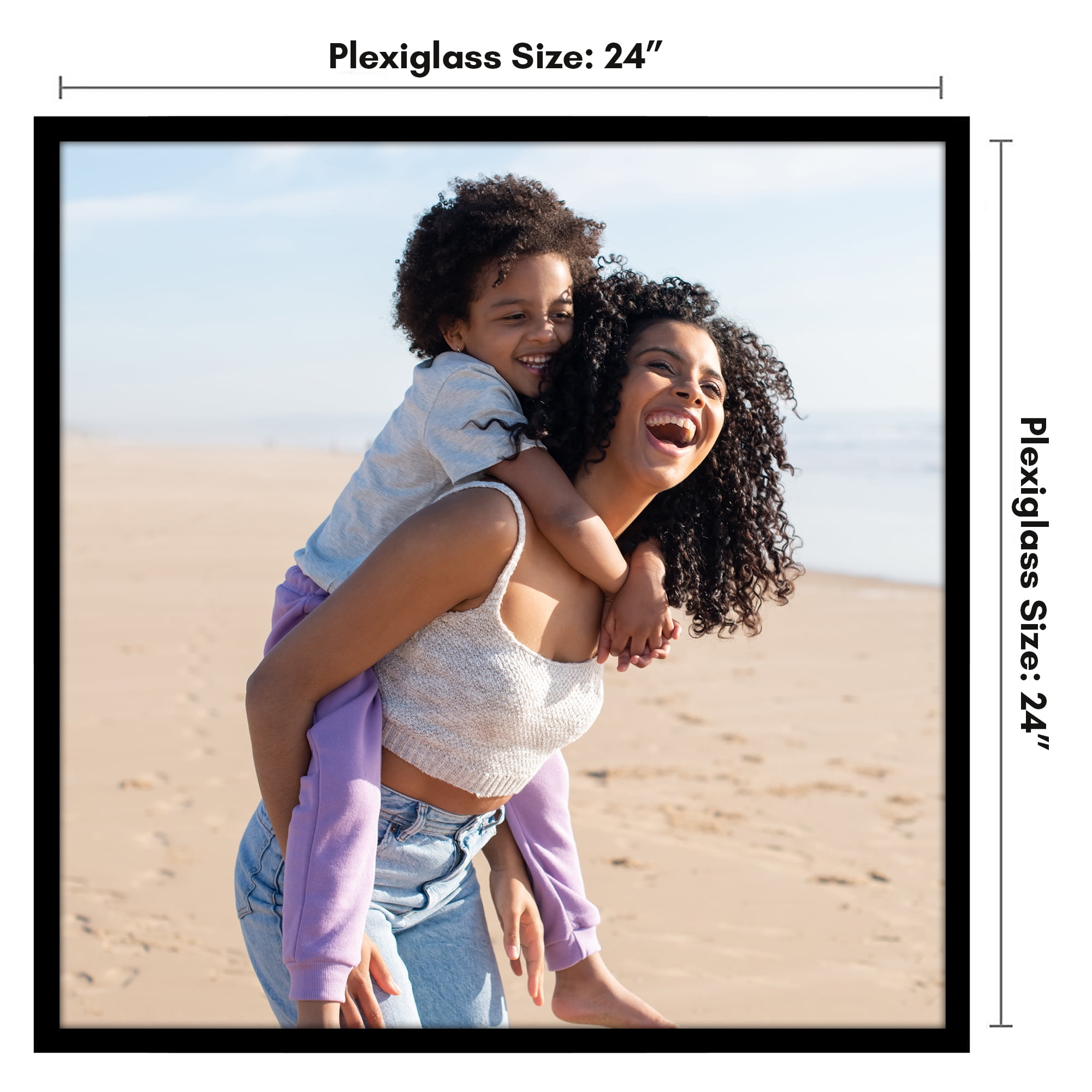 Americanflat 24x24 Picture Frame with Polished Plexiglass Streamline Collection Thin Border Square - Black