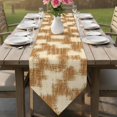 thumbnail image 6 of Brown Patchwork Table Runner Linen Burlap Table Runner 90 Inches Long Farmhouse Vintage Plaid Linen Texture Dresser Scarves for Kitchen Island Coffee Dining Room Party Holiday Decoration 13"x90", 6 of 8