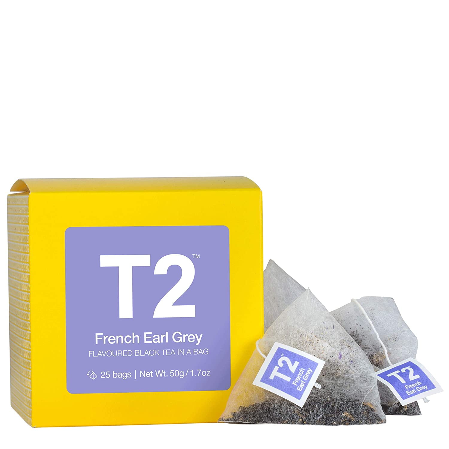 T2 Tea - French Earl Grey Black Tea, Tea Bags in a Box, 50g 1.7oz, 25 Tea Bags