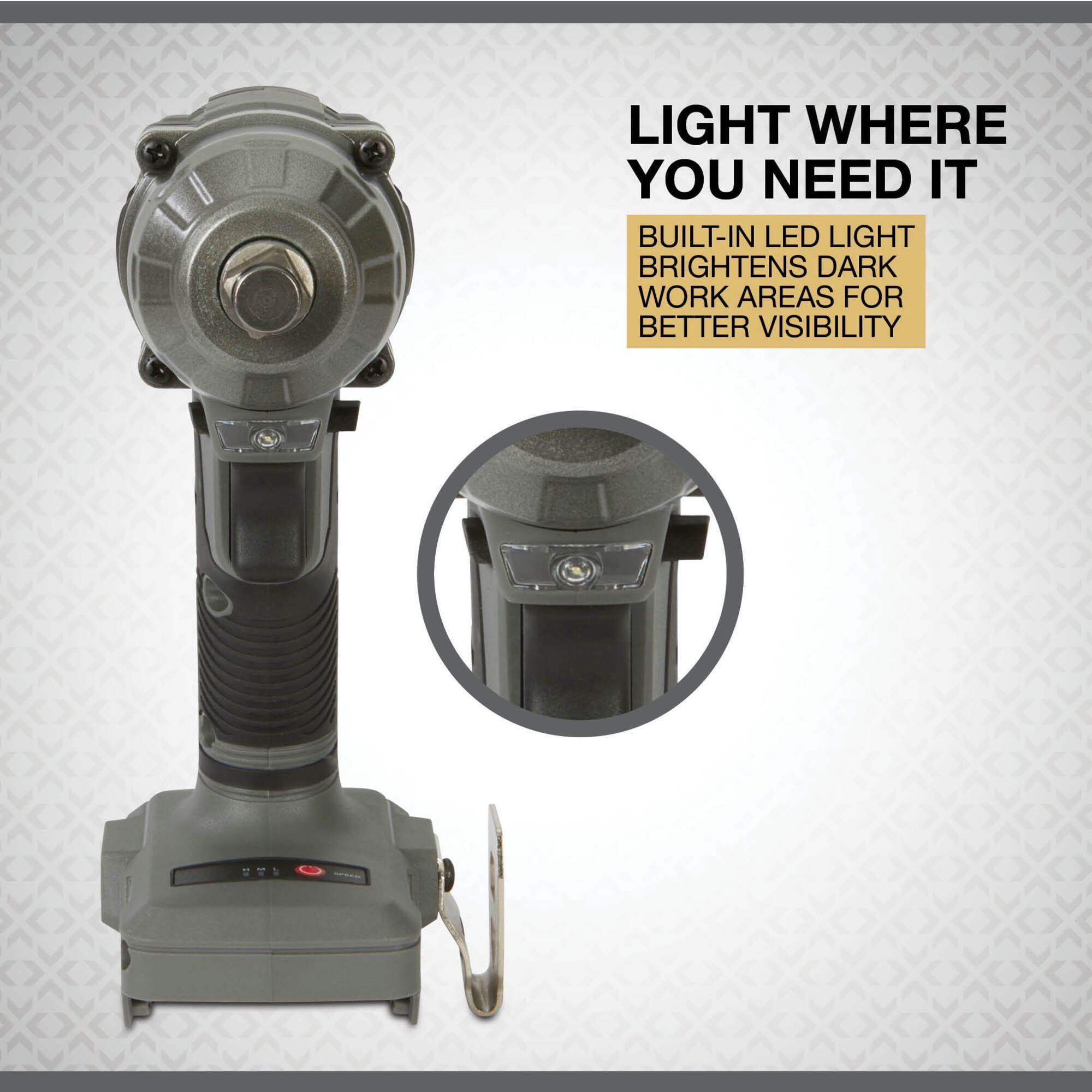 Klutch 1/2in. Impact Wrench, KLiQ 20V, 500 Ft./Lbs. Breakaway Torque, Brushless, Cordless, Bare Tool