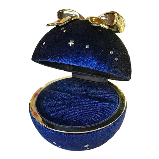 Joyero de lujo con forro suave para cumpleaños, propuesta y San Valentín. azul para anillo
