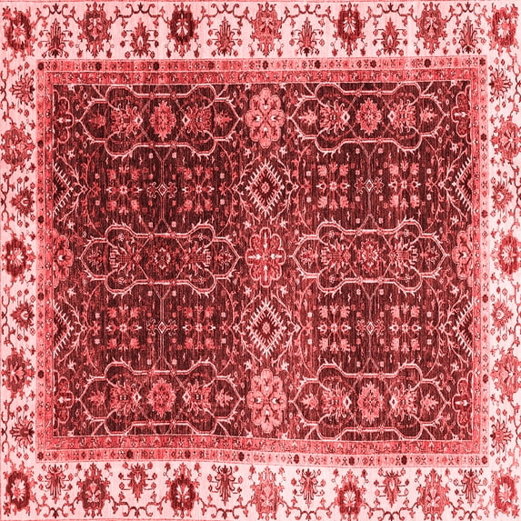 Ahgly Company Indoor Square Abstract Red Modern Area Rugs, 8' Square