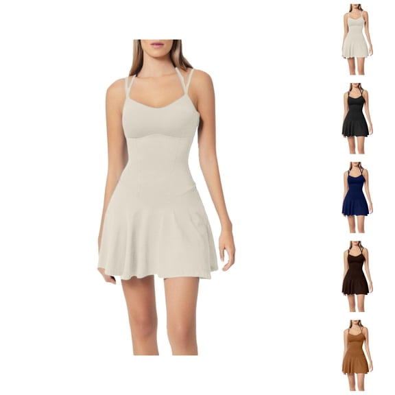 Tennis Dress Golf Dresses for Women with Shorts Adjustable Straps A Line Workout Dress Athletic Dresses with Pockets