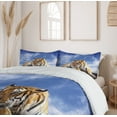 thumbnail image 6 of Ambesonne Savannah Duvet Cover Sets, Tiger on Wood Wildlife, 2-King, Mustard Black and Blue, 6 of 7