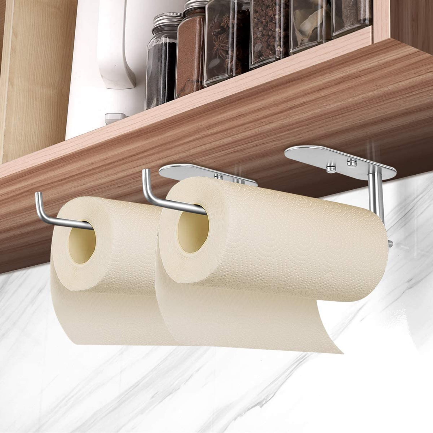 Phancir Paper Towel Holders Wall Mount Kitchen Paper Holder Under Cabinet Silver, Size: 13.38 x 3.56 x 1.77