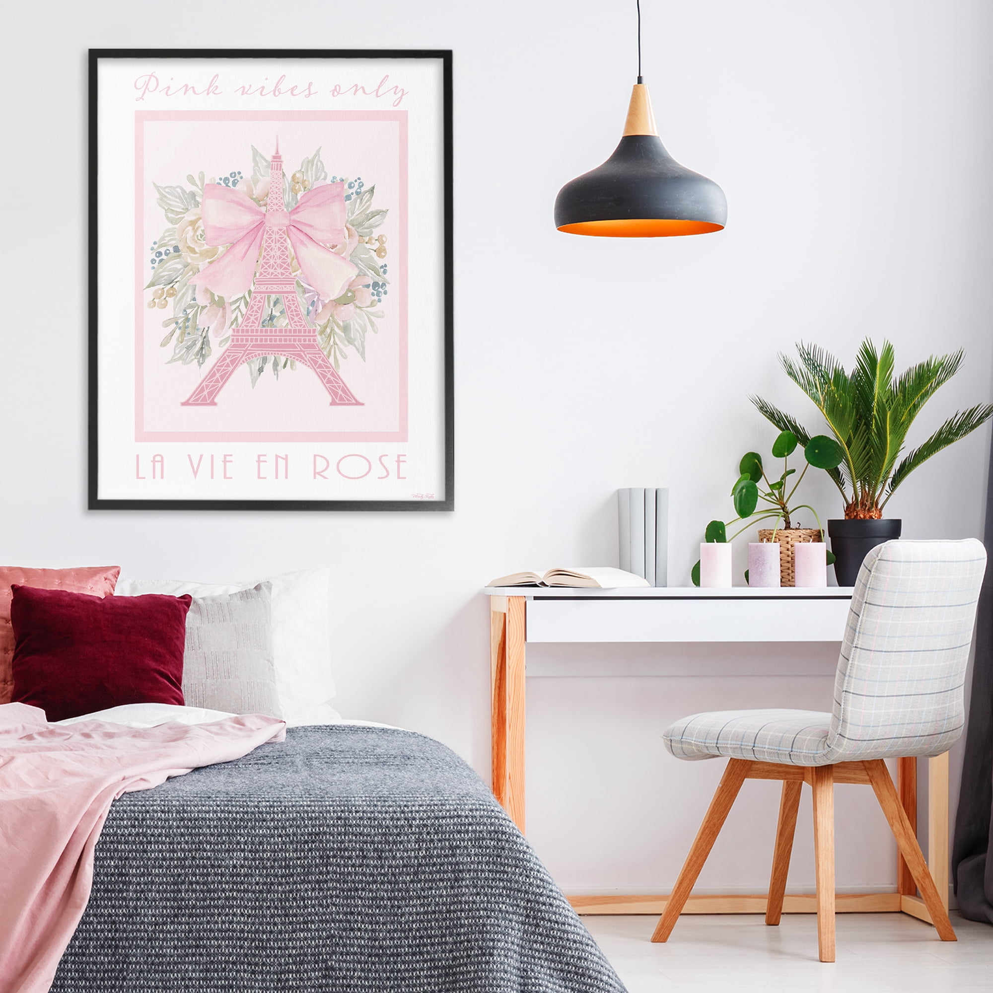 Stupell Industries Pink Vibes Only Paris Black Framed Giclee Art, design by Cindy Jacobs